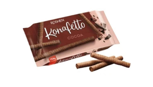 WAFER ROSHEN KONAFETTO ROLLS COCOA CREAM 156G