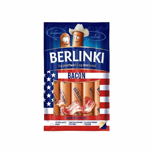 SOSISKI BERLINKI WIENERS BACON PORK 250G