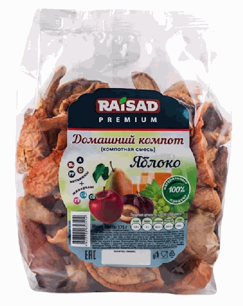 FRUIT RAYSAD DOMASHNIY KOMPOT APPLE DRIED 375G